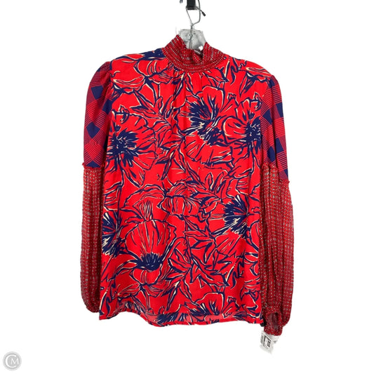 Blouse Long Sleeve By Blank London In Blue & Red, Size: Xs