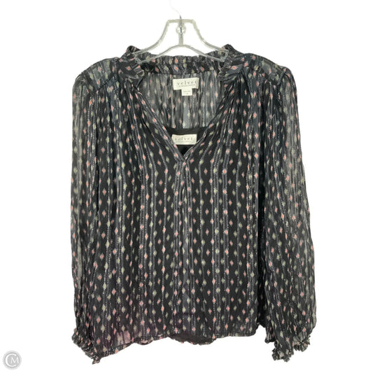 Blouse Long Sleeve By Velvet By Graham & Spencer In Black & Green, Size: S