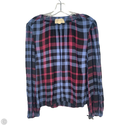Top Long Sleeve By Cloth & Stone In Black & Blue, Size: S