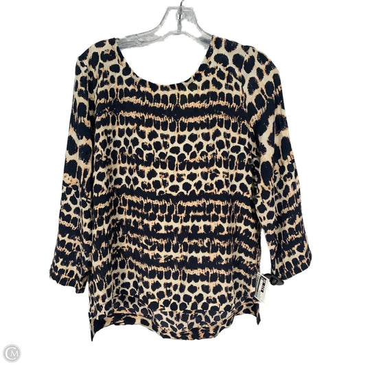 Blouse Long Sleeve By Maeve In Blue & Cream, Size: L
