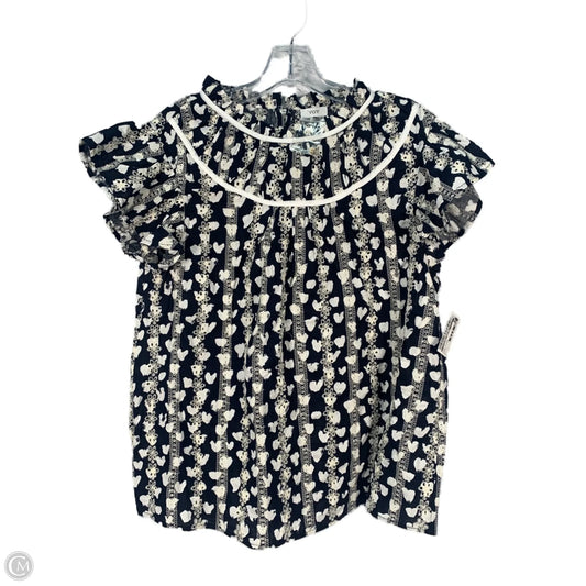Top Short Sleeve By Clothes Mentor In Blue & Cream, Size: L