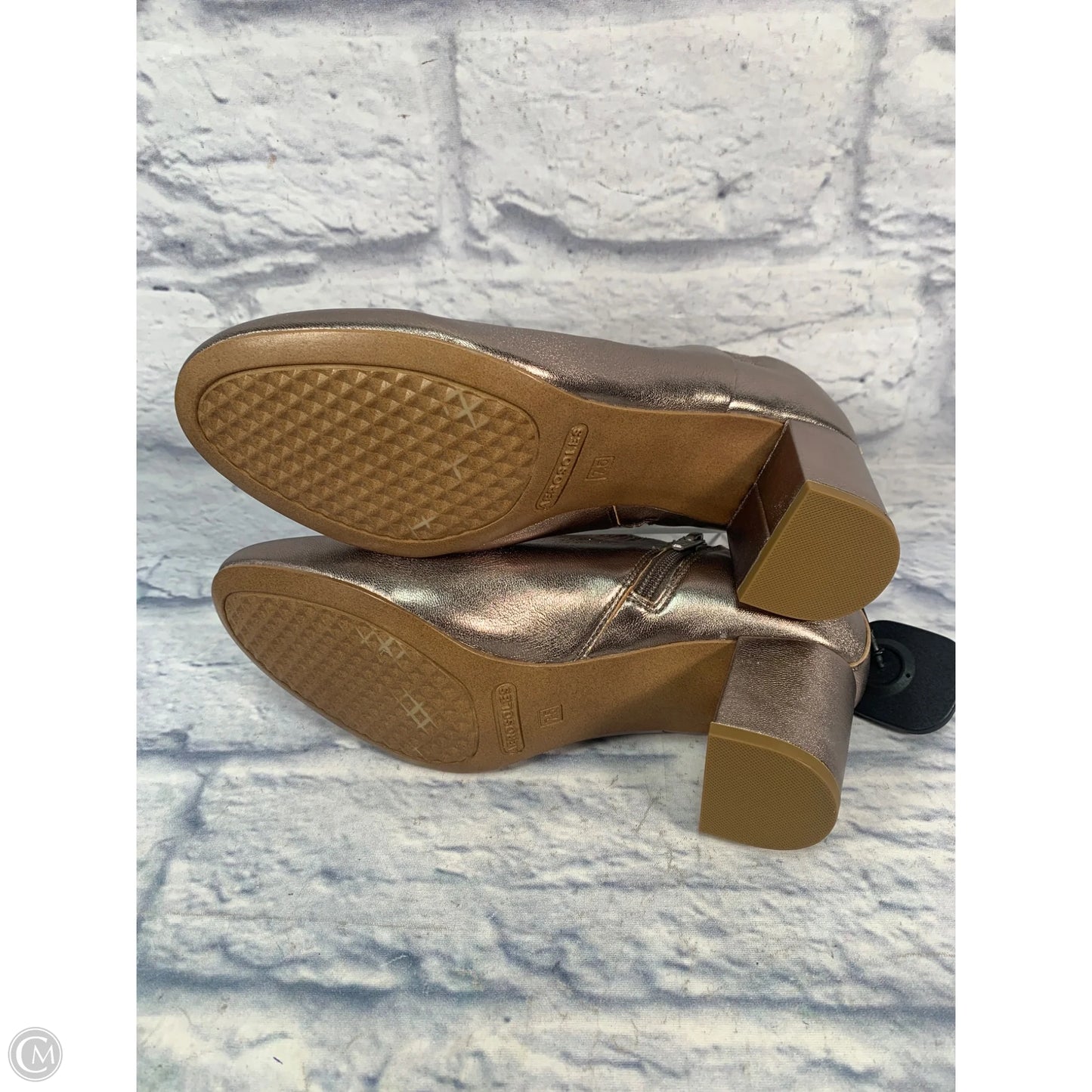 Boots Ankle Heels By Aerosoles In Gold, Size: 7.5