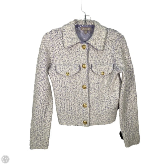 Jacket Shirt By J. Crew In Cream & Purple, Size: Xxs