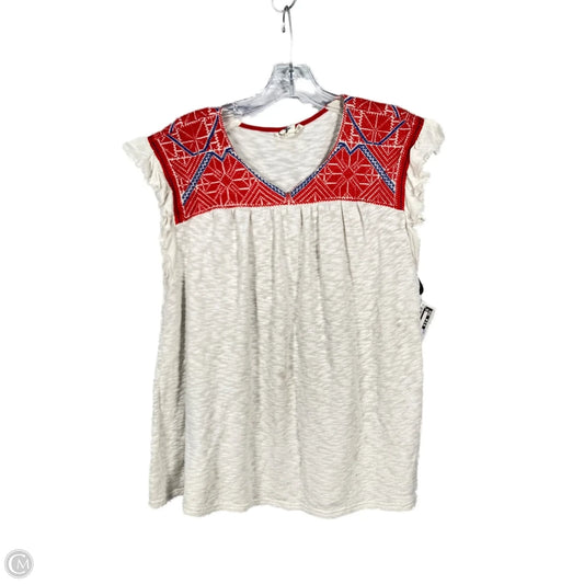 Top Short Sleeve By One September In Cream & Red, Size: Xs