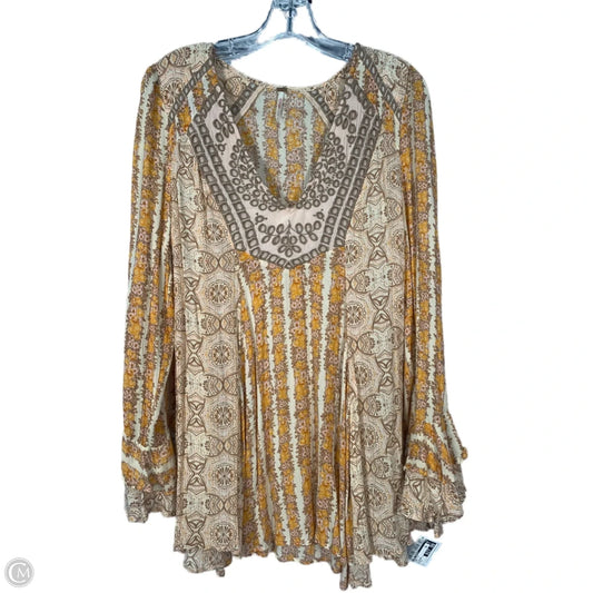 Tunic Long Sleeve By Free People In Tan, Size: S
