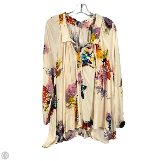 Blouse Long Sleeve By Free People In Cream & Purple, Size: Xs