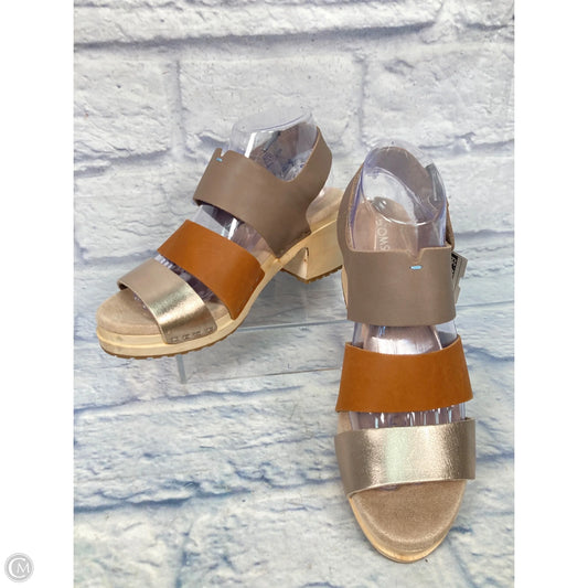 Sandals Heels Block By Toms In Brown & Cream, Size: 8