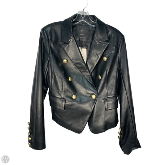 Jacket Moto By 7 For All Mankind In Black & Gold, Size: S