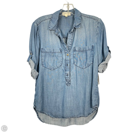 Top Short Sleeve By Cloth & Stone In Blue & White, Size: S