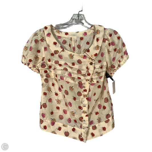 Top Short Sleeve By Anthropologie In Cream & Red, Size: Xs