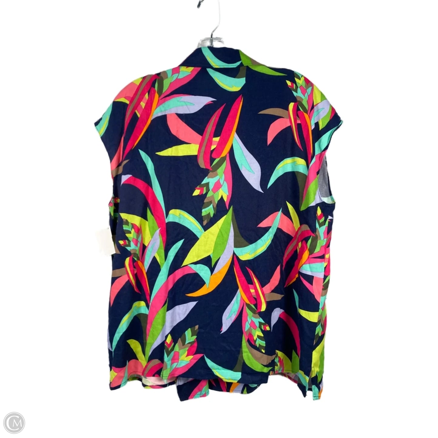 Top Short Sleeve By Trina Turk In Blue & Green, Size: L