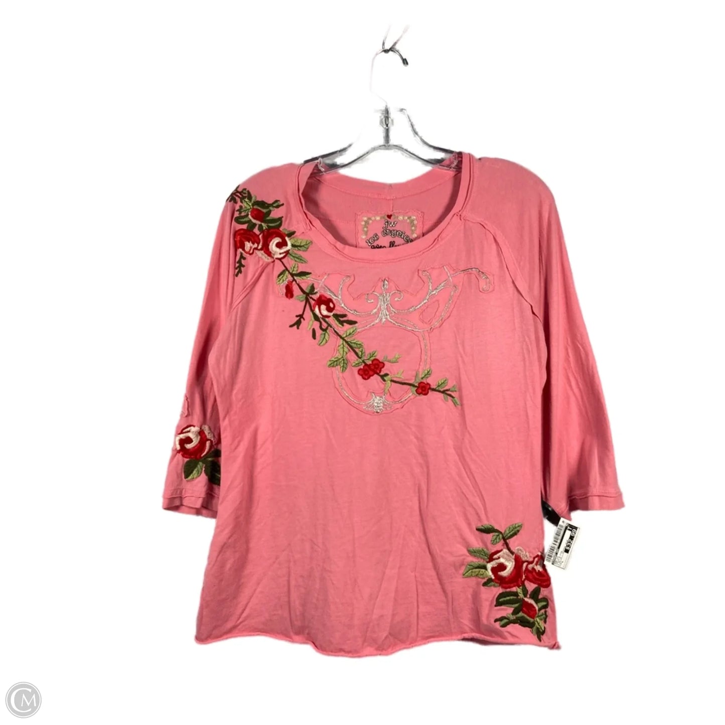 Top Long Sleeve By Johnny Was In Green & Pink, Size: L
