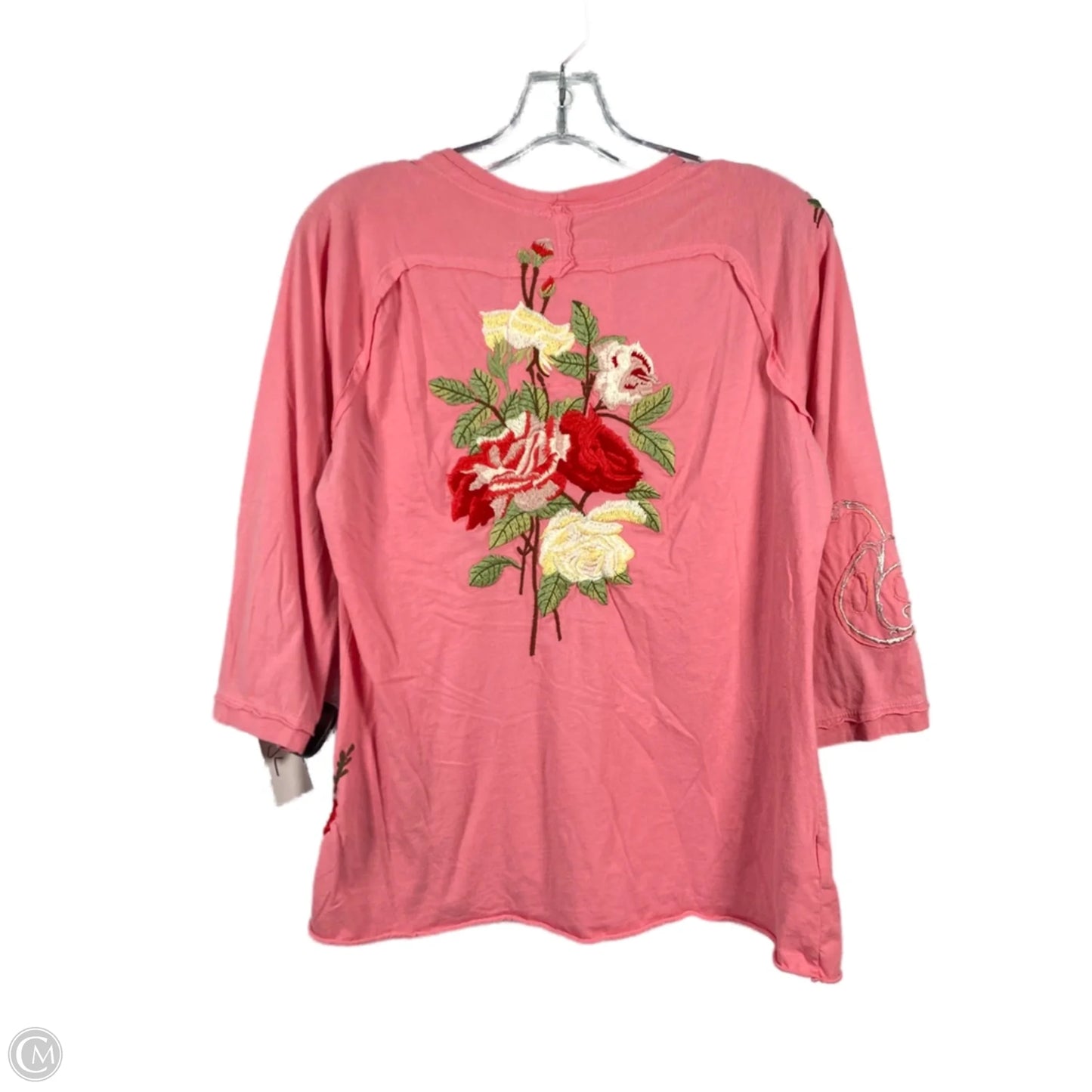 Top Long Sleeve By Johnny Was In Green & Pink, Size: L