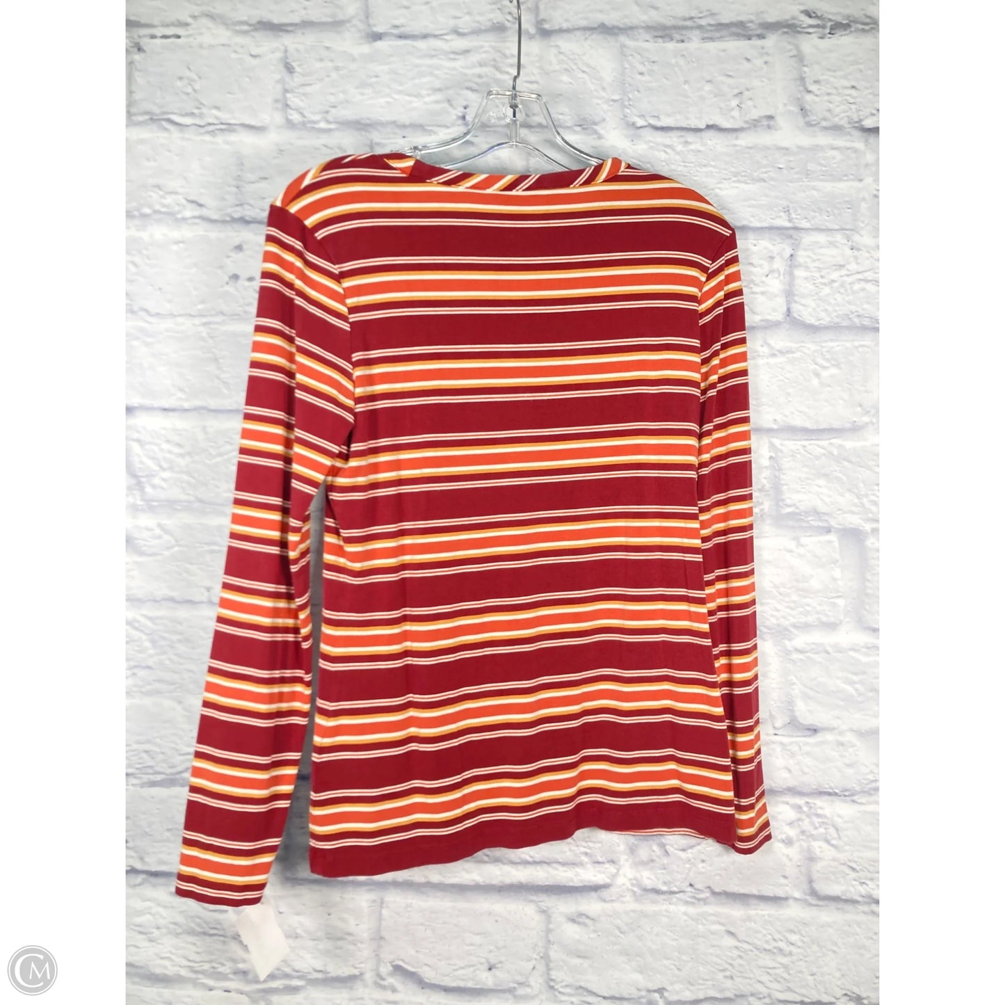 Top Long Sleeve By Brooks Brothers In Orange & Red, Size: S