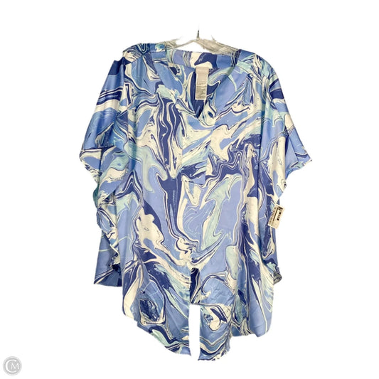 Blouse Short Sleeve By Chicos In Blue & White, Size: M