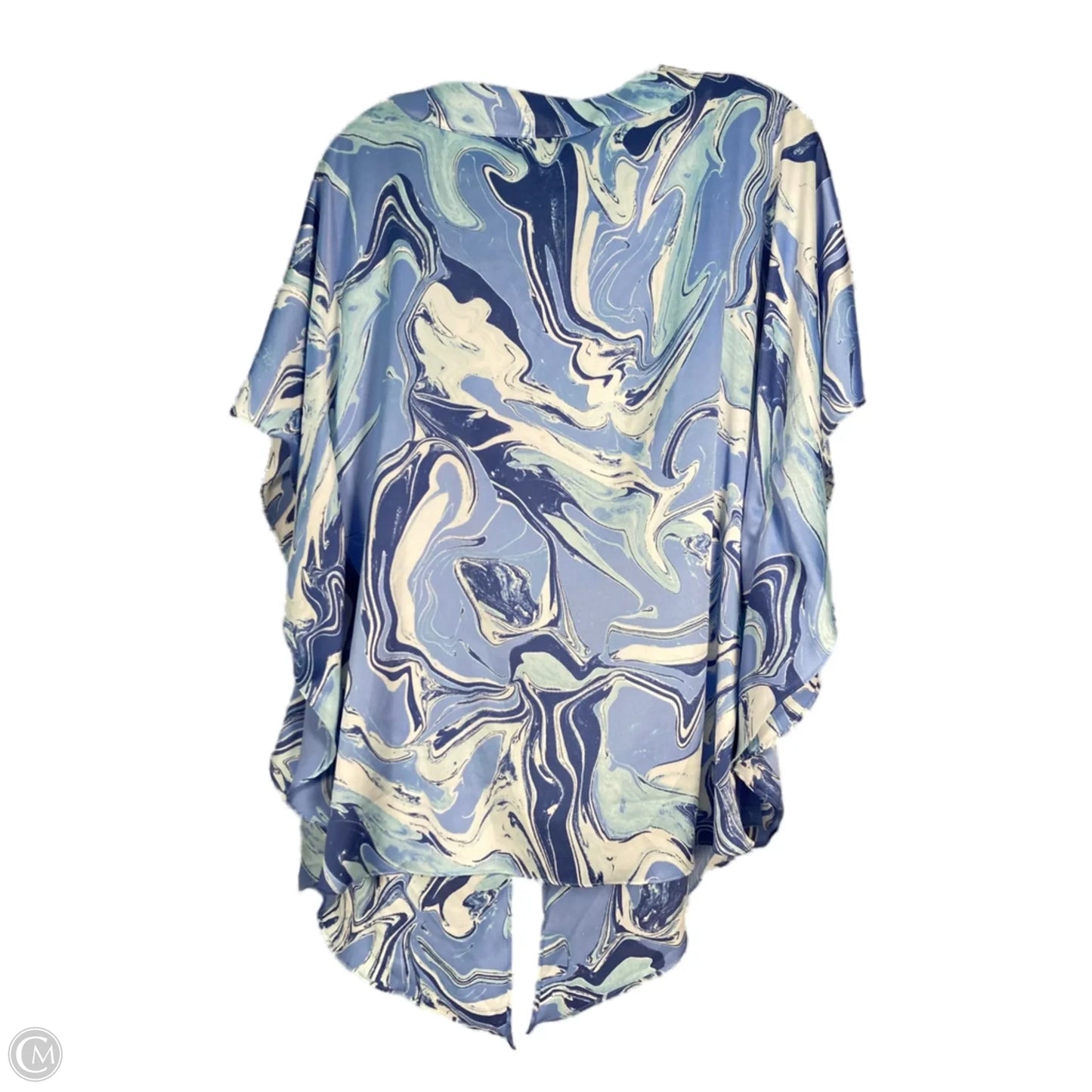 Blouse Short Sleeve By Chicos In Blue & White, Size: M