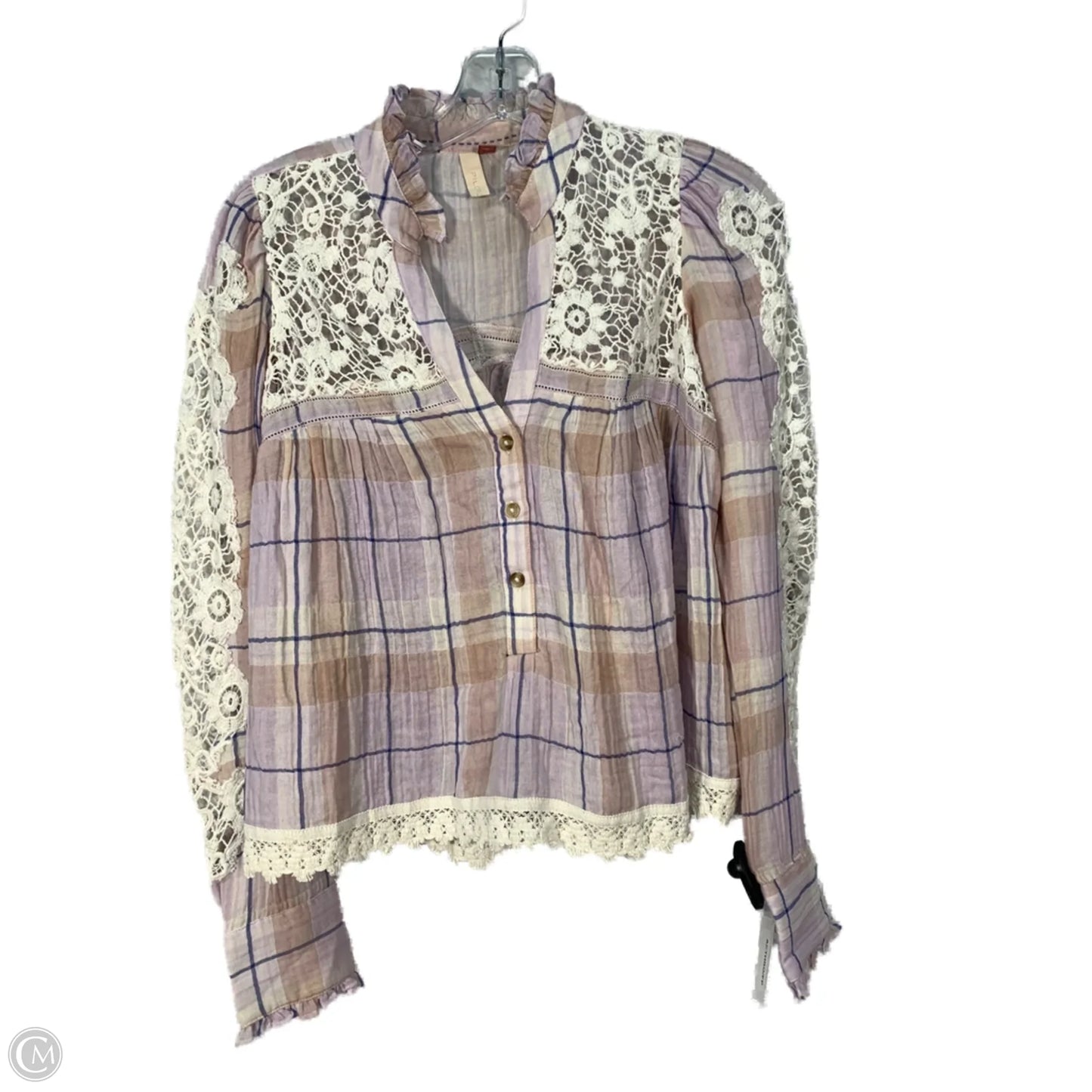Top Long Sleeve By Pilcro In Pink & Tan, Size: S