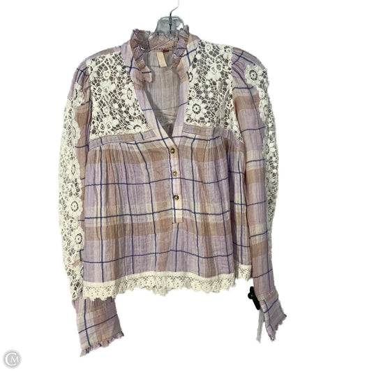 Top Long Sleeve By Pilcro In Pink & Tan, Size: S