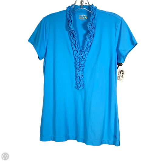 Top Short Sleeve Designer By Lilly Pulitzer In Blue, Size: M