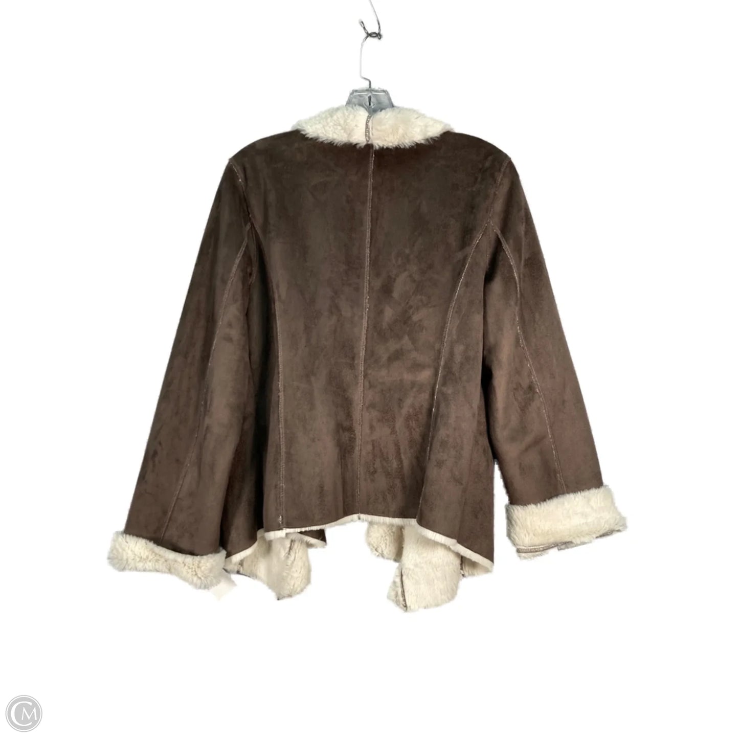Jacket Faux Fur & Sherpa By Chicos In Brown & Cream, Size: M