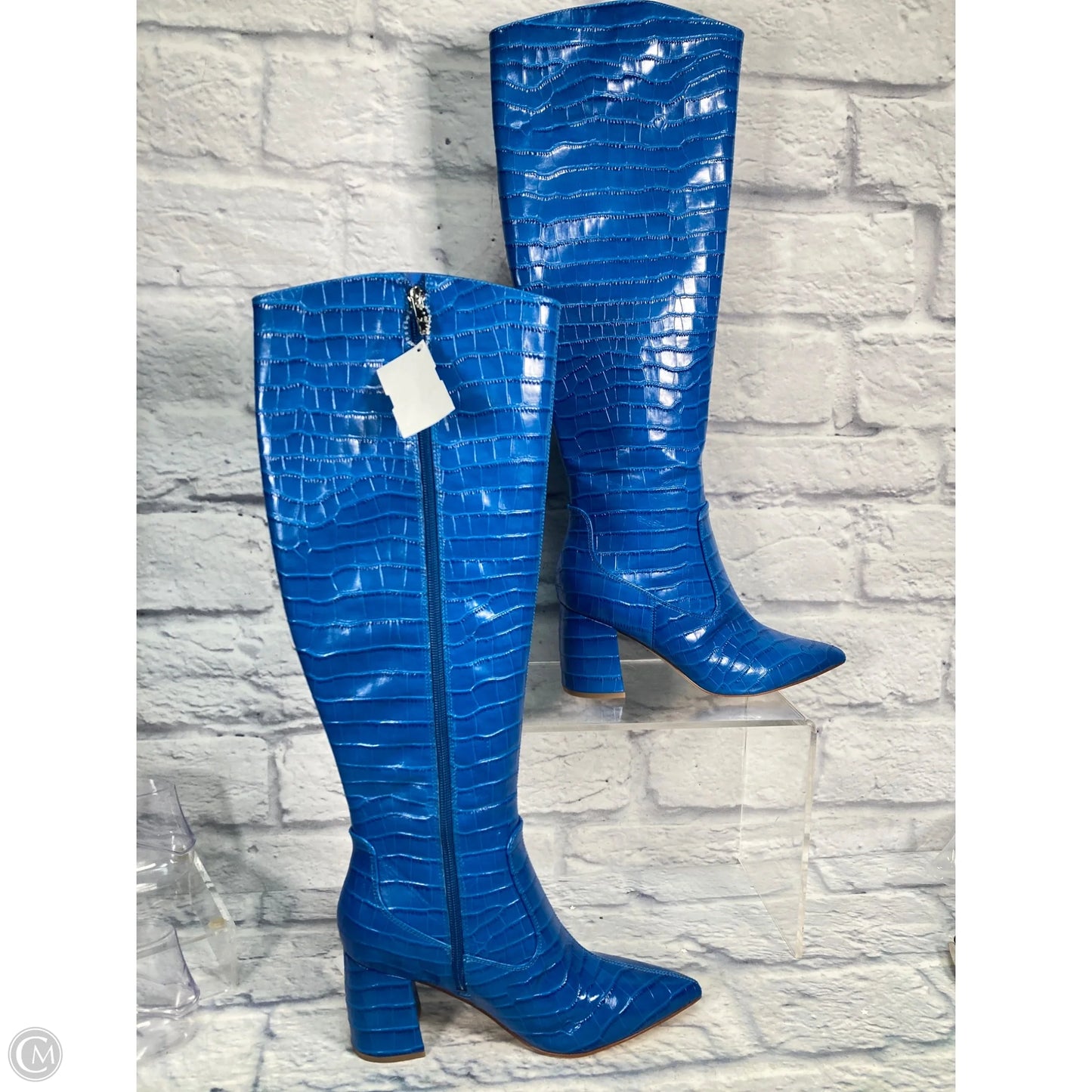 Boots Knee Heels By Marc Fisher In Blue, Size: 8
