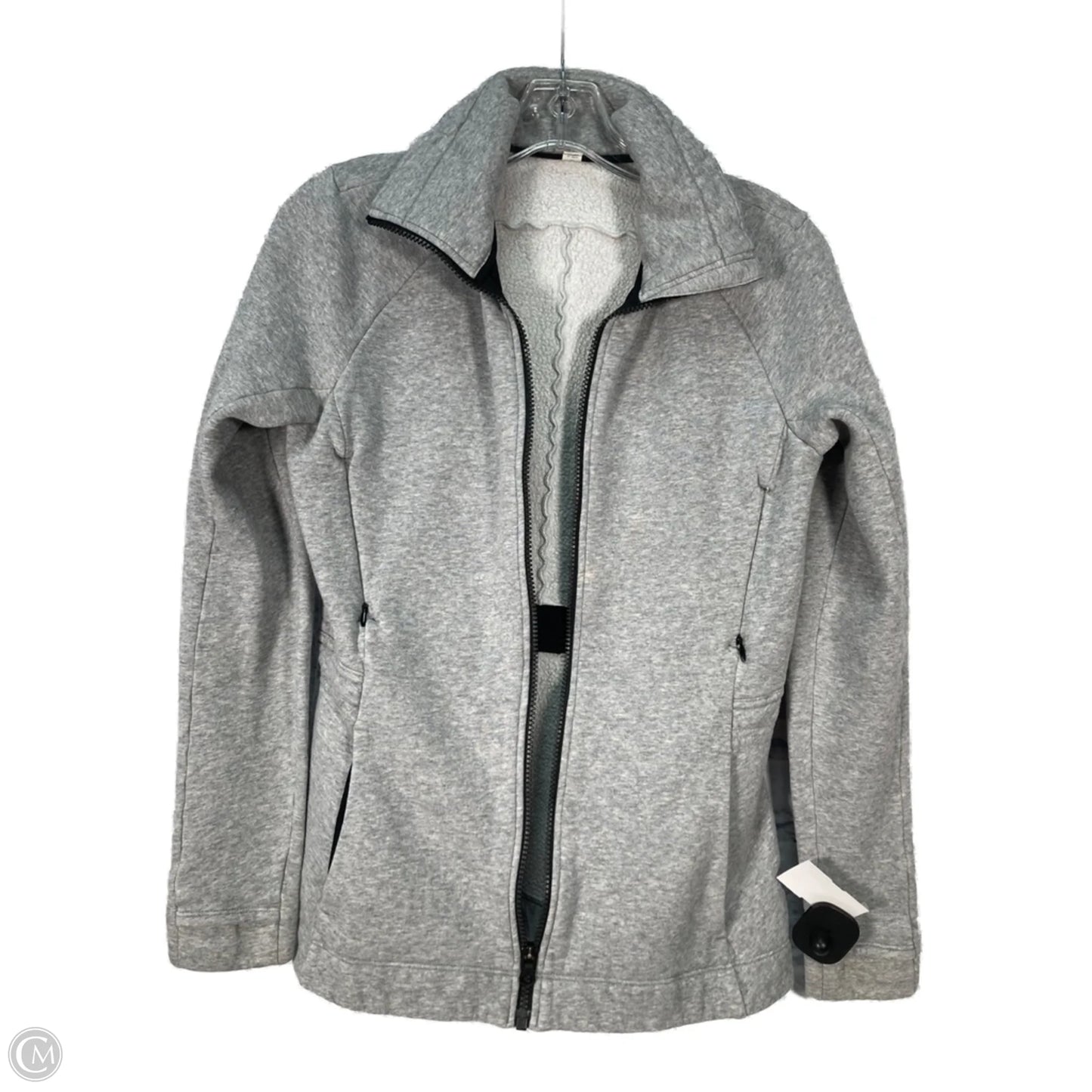 Athletic Jacket By Lululemon In Black & Grey, Size: S