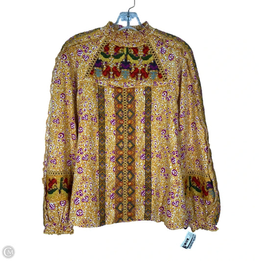 Top Long Sleeve By Maeve In Purple & Yellow, Size: M