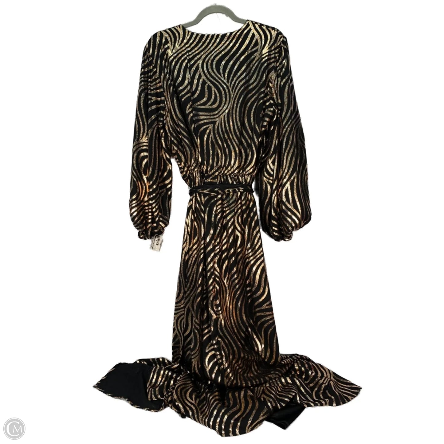 Dress Party Long By Clothes Mentor In Black & Gold, Size: L