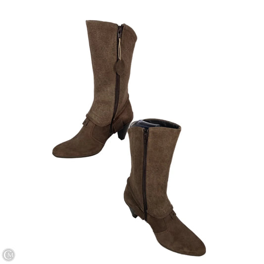 Boots Mid-calf Heels By Clothes Mentor In Brown, Size: 8.5