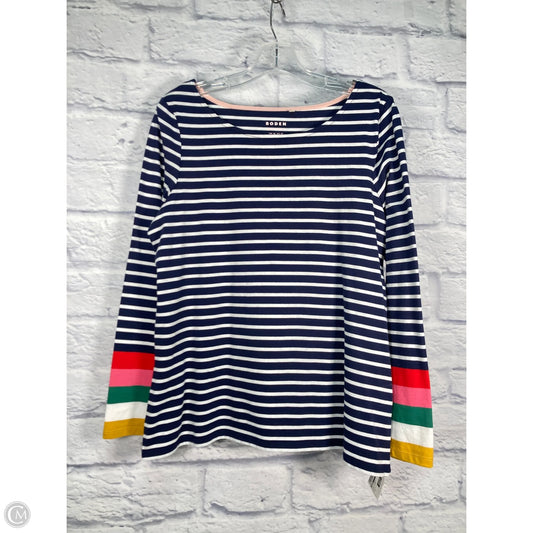 Top Long Sleeve Basic By Boden In Blue & White, Size: L