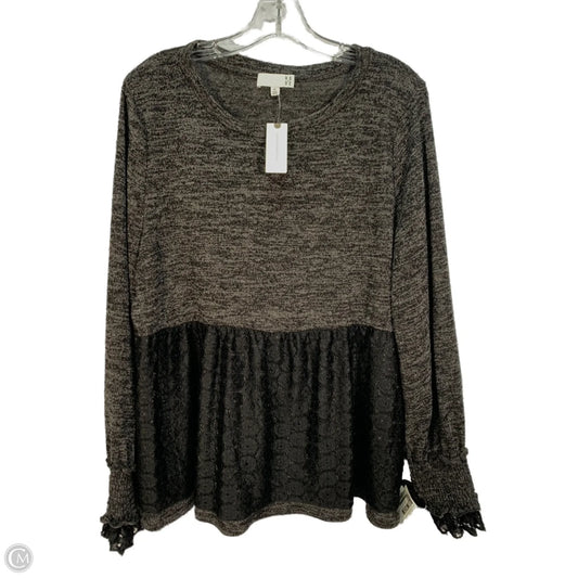 Top Long Sleeve By Ro & De In Black & Grey, Size: Xl