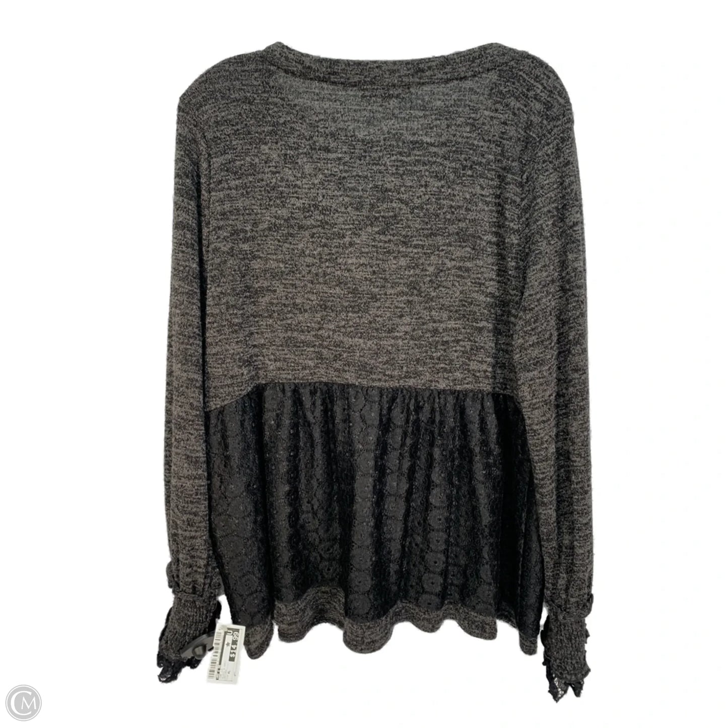 Top Long Sleeve By Ro & De In Black & Grey, Size: Xl