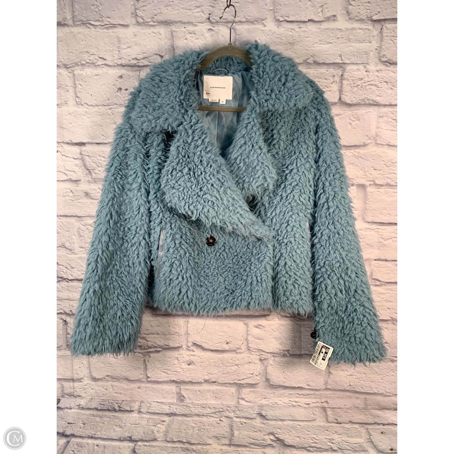 Jacket Faux Fur & Sherpa By Anthropologie In Blue, Size: Xs