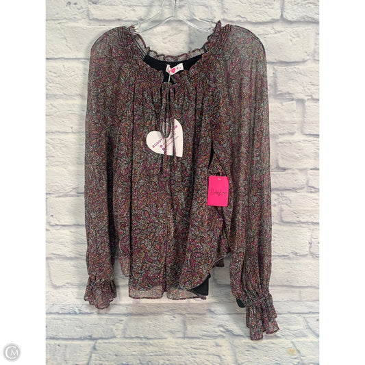 Blouse Long Sleeve By Buddy Love In Black & Pink, Size: S