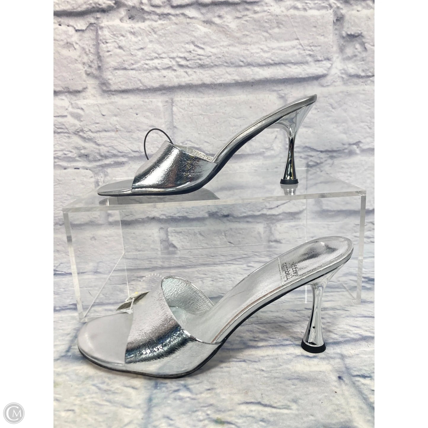 Shoes Heels Stiletto By Jeffrey Campbell In Silver, Size: 10