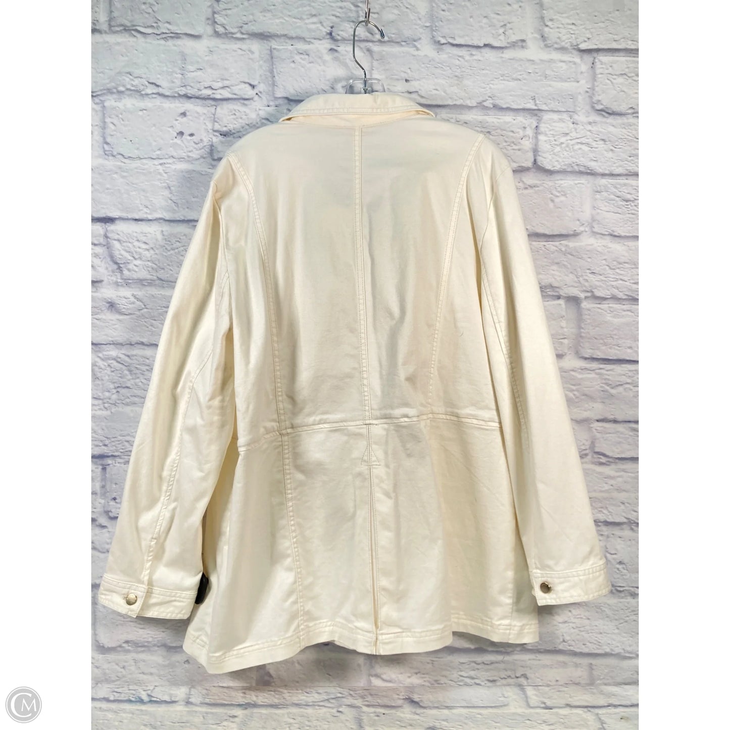 Jacket Denim By Chicos In Cream, Size: Xxl
