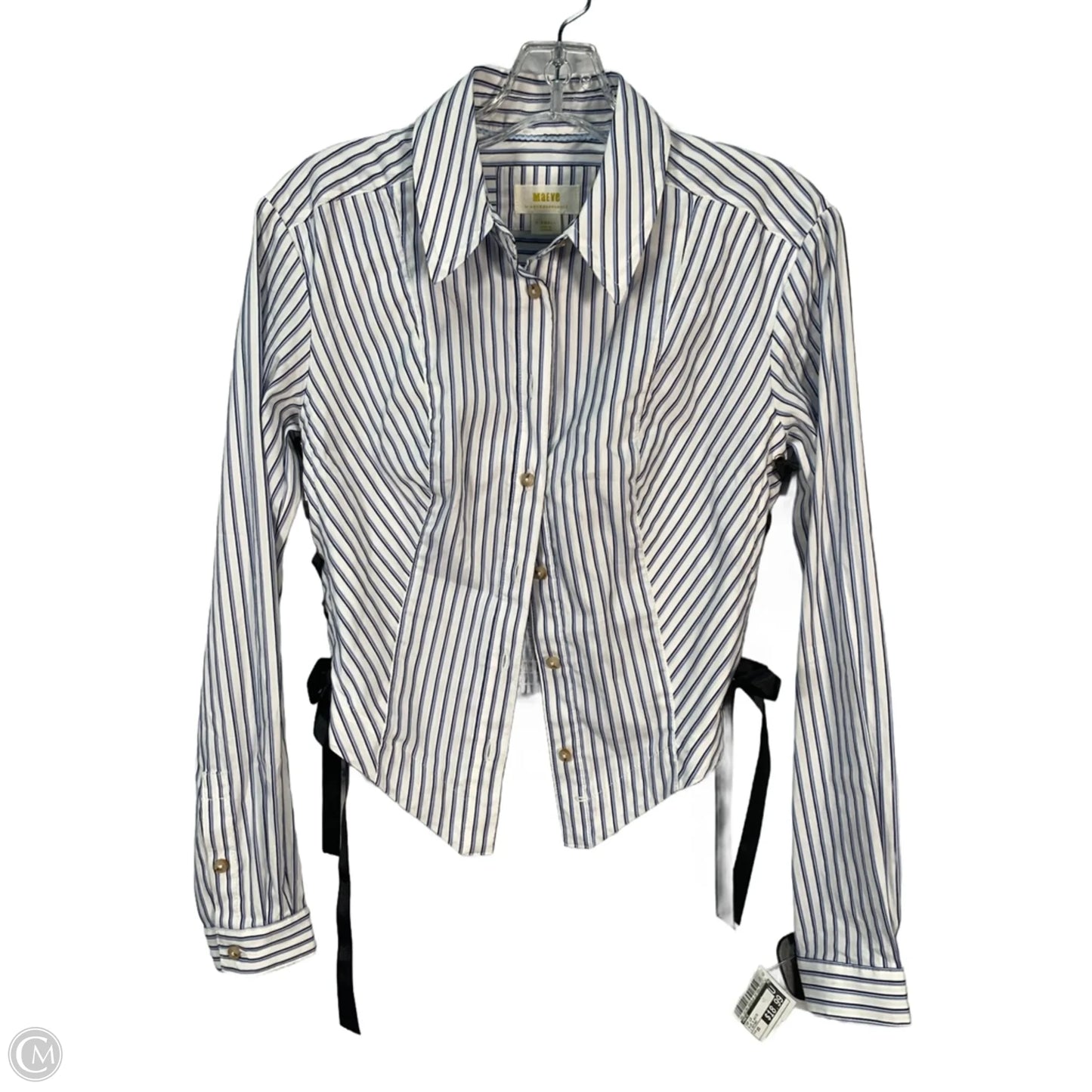 Top Long Sleeve By Maeve In Blue & White, Size: Xs
