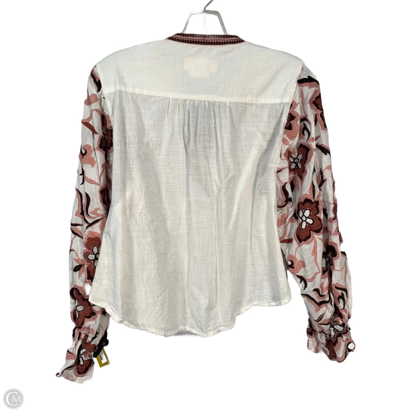 Top Long Sleeve By Anthropologie In Pink & White, Size: Xs