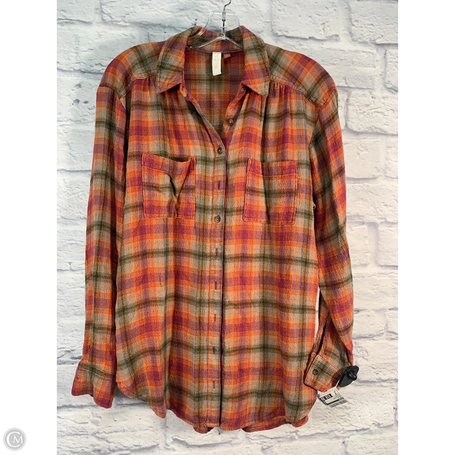 Top Long Sleeve By Pilcro In Green & Orange, Size: S