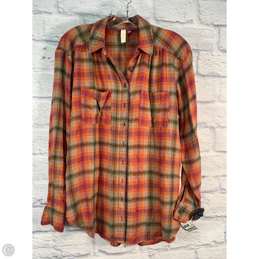 Top Long Sleeve By Pilcro In Green & Orange, Size: S