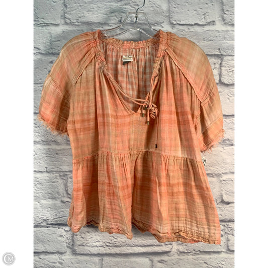 Top Short Sleeve By Pilcro In Orange & Pink, Size: S