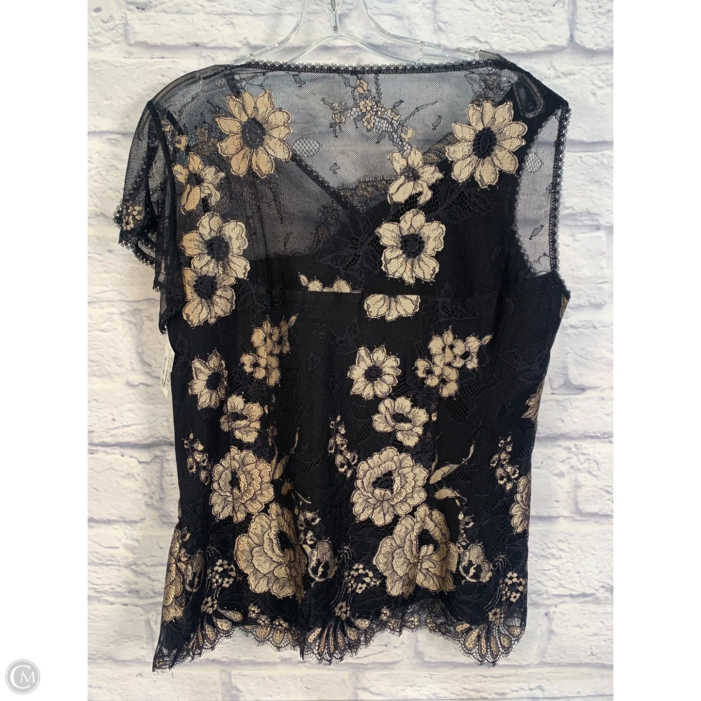 Blouse Short Sleeve By Nanette Lepore In Black & Cream, Size: L