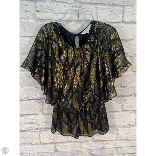 Blouse Short Sleeve By Trina Turk In Black & Gold, Size: S
