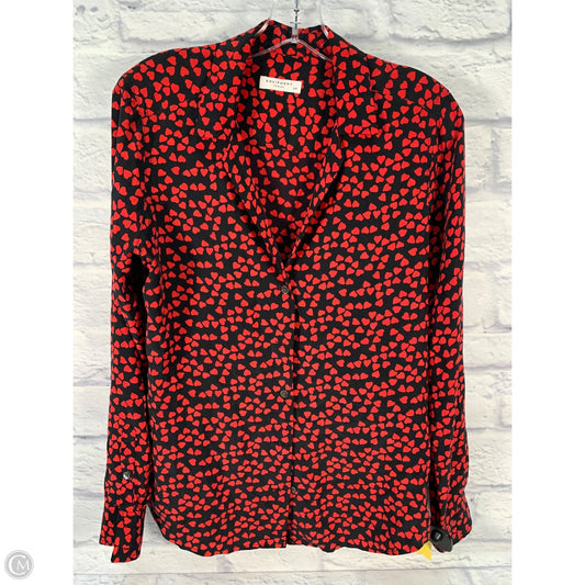 Blouse Long Sleeve By Equipment In Black & Red, Size: S