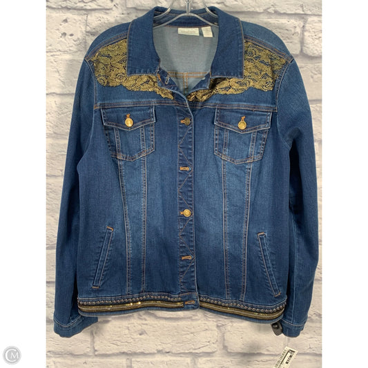 Jacket Denim By Chicos In Blue & Gold, Size: Xl