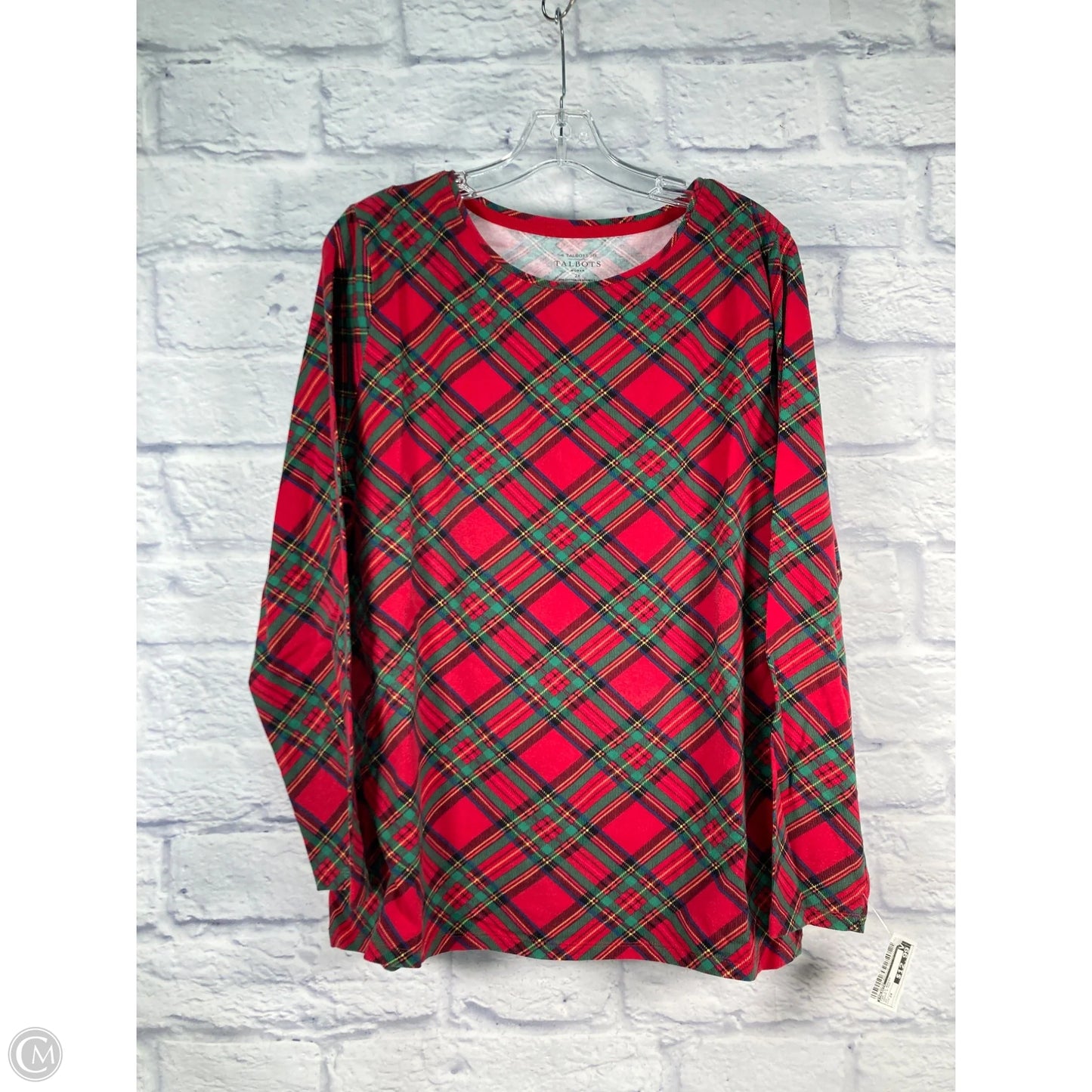 Top Long Sleeve Basic By Talbots In Green & Red, Size: 2x
