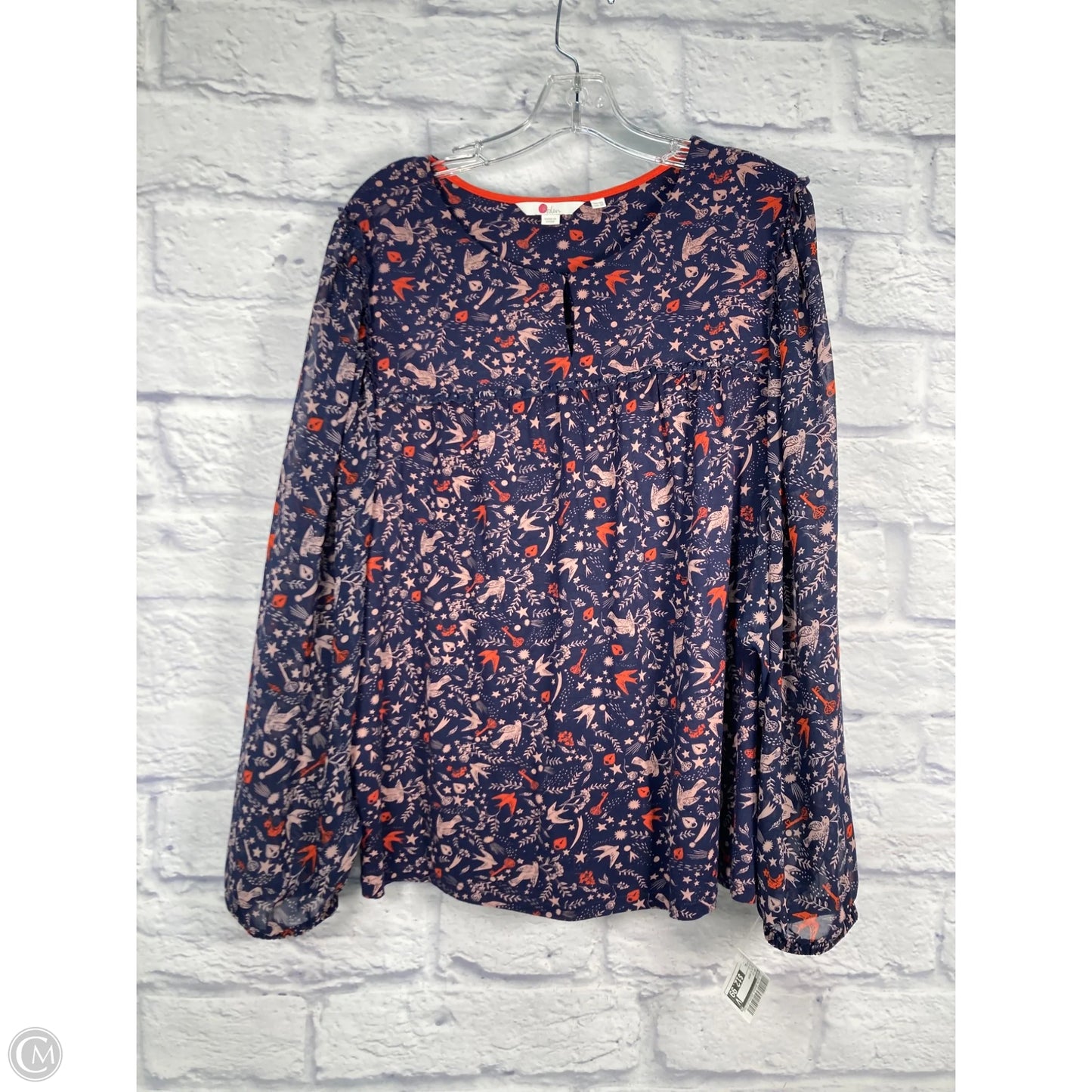 Top Long Sleeve By Boden In Blue & Cream, Size: Xl