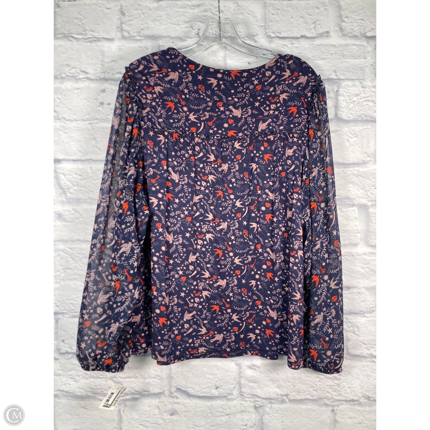Top Long Sleeve By Boden In Blue & Cream, Size: Xl