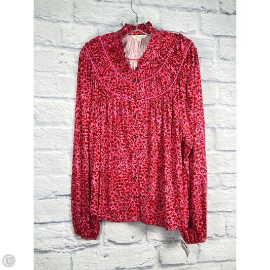 Top Long Sleeve By Boden In Pink & Red, Size: 1x