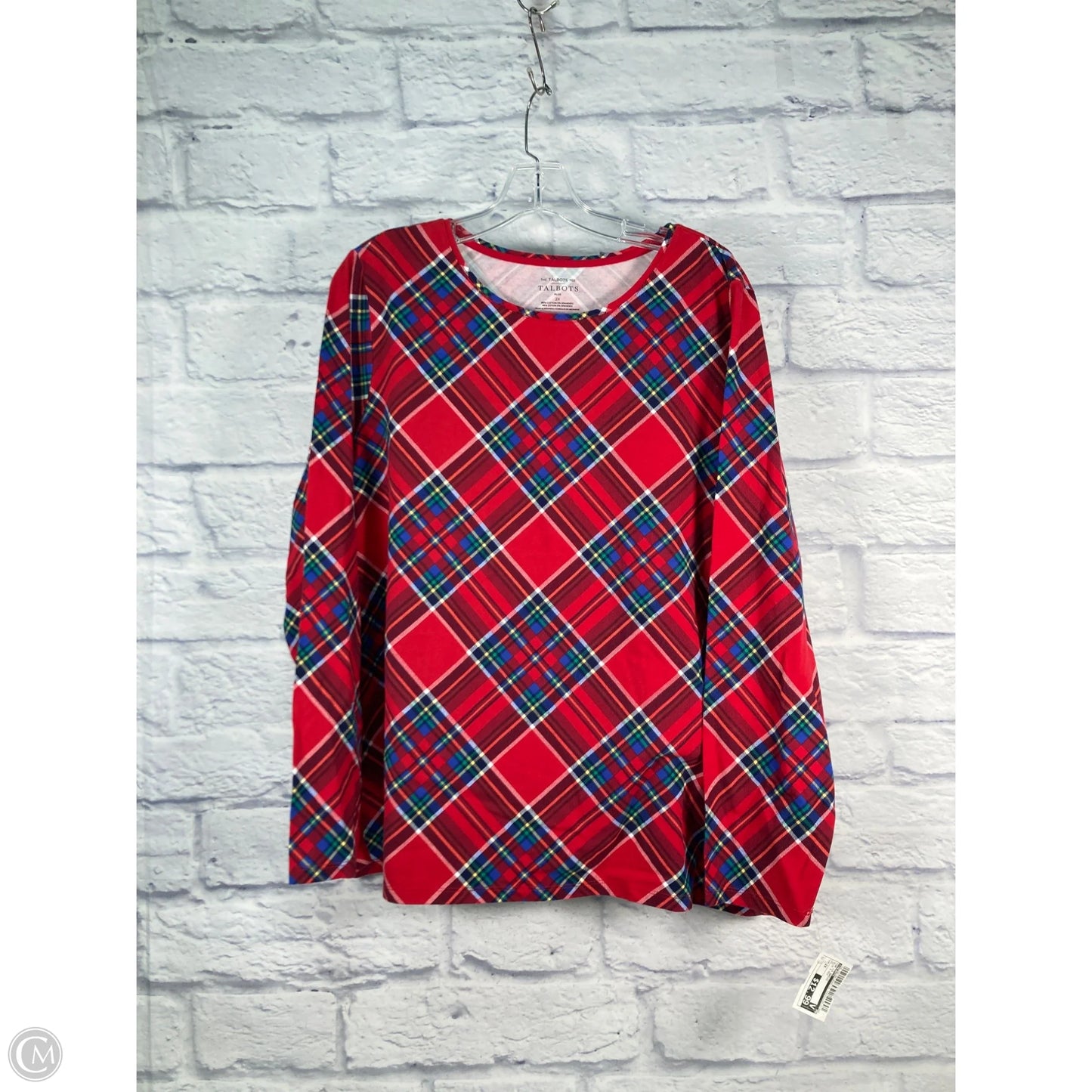 Top Long Sleeve Basic By Talbots In Blue & Red, Size: 2x